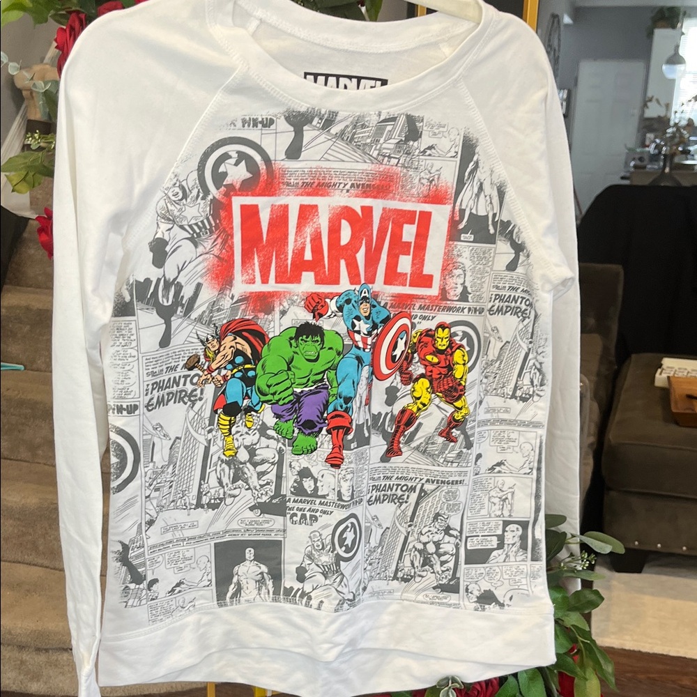 Marvel Kids White Long Sleeve Comic Shirt
